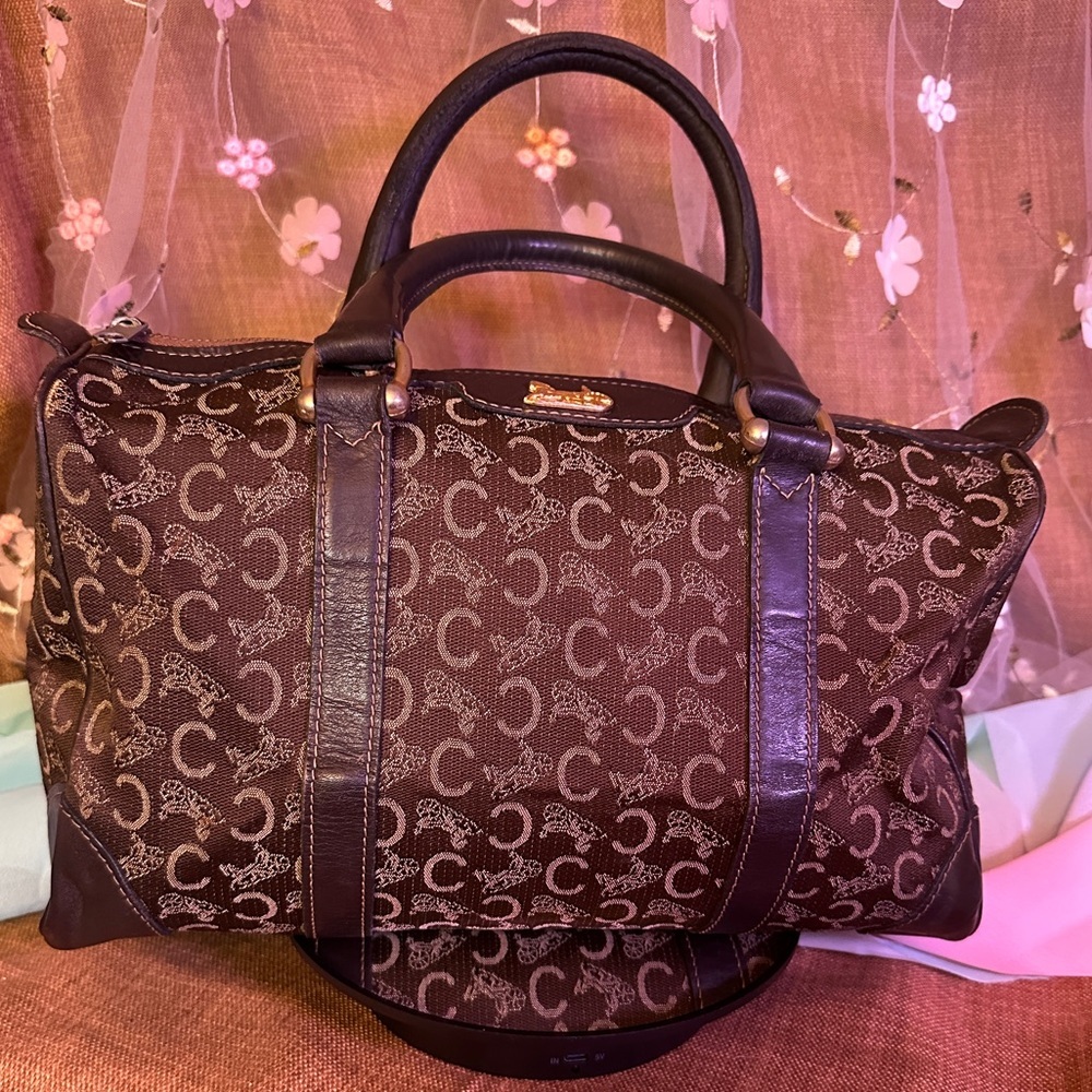 CELINE C Macadam Vintage Canvas/Leather Brown